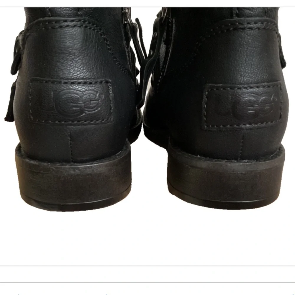 UGG CAMILE ANKLE Moto Biker Black Leather Boots Size 5.5 New - Picture 9 of 14